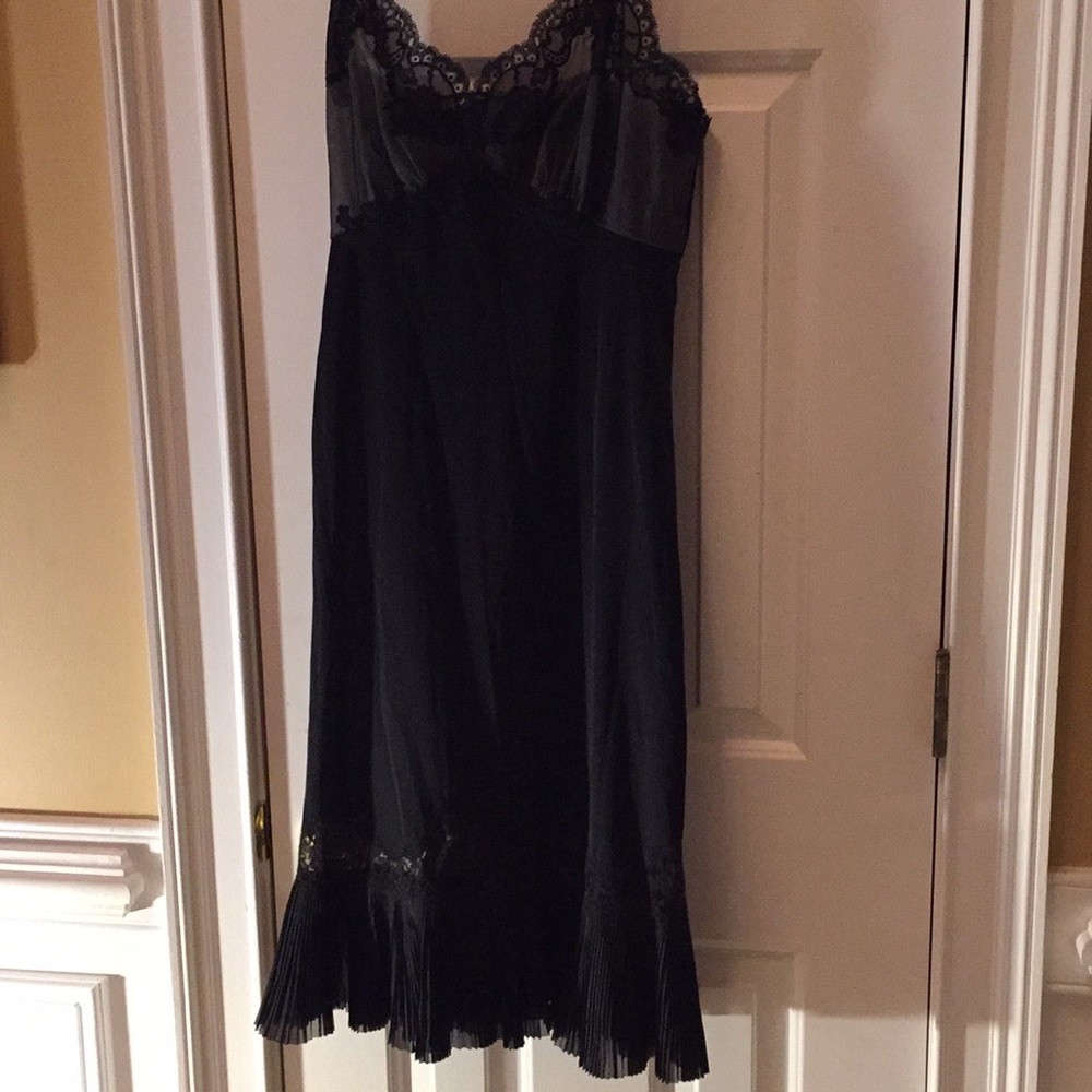 Vanity Fair vintage negligee/gray+BLACK/pleat hem